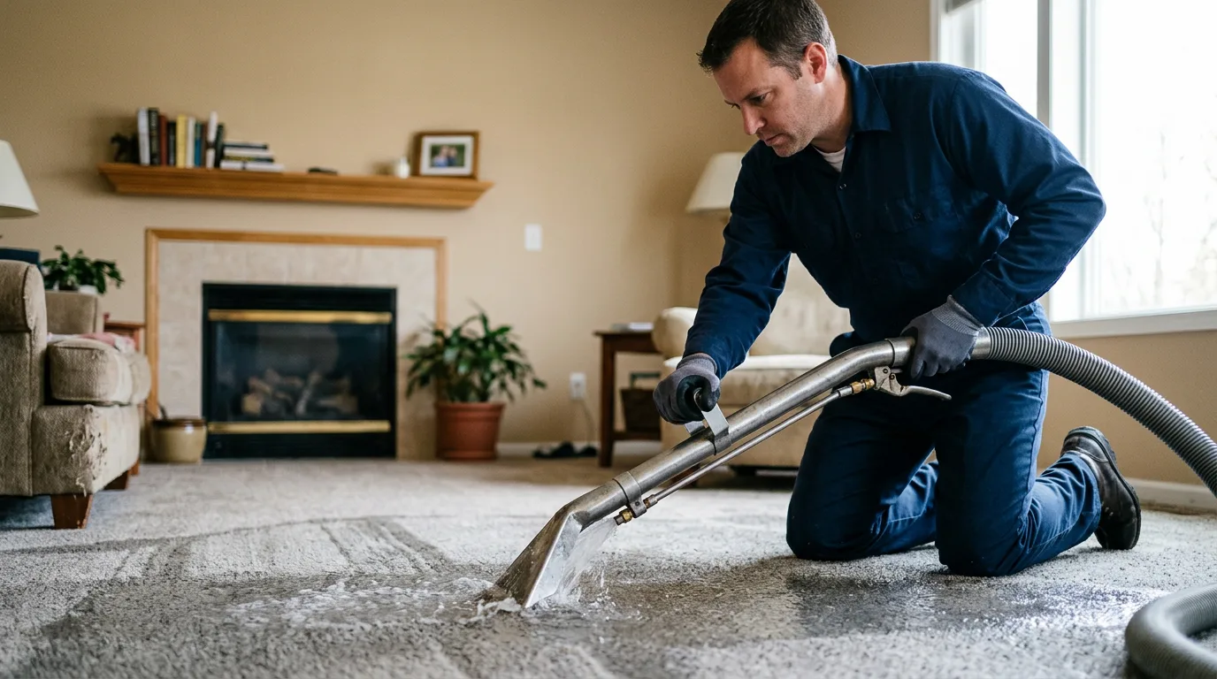 Water damage restoration technician working near Goldthwaite, TX